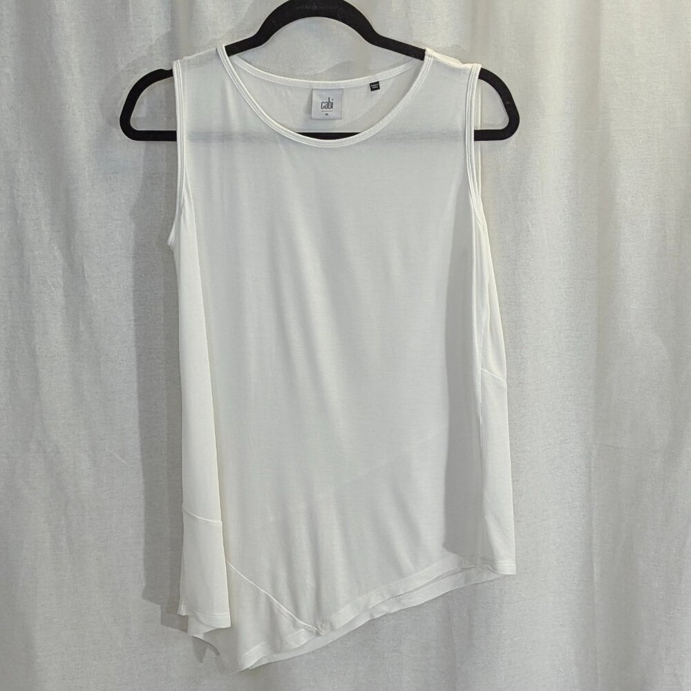 CAbi Size XS Asymmetrical White Tank Top